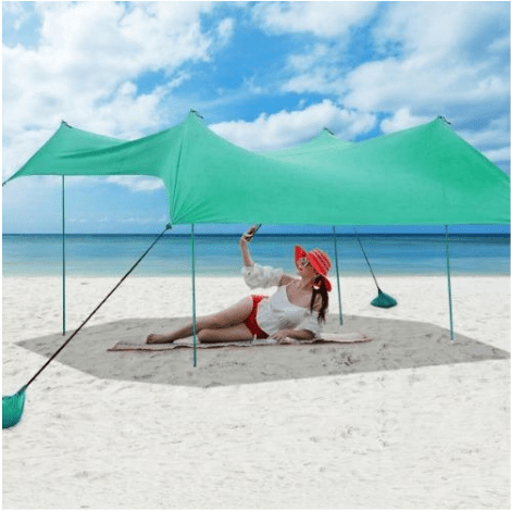 Costway Canopies & Gazebos 10' x 9' Family Beach Tent Canopy Sunshade w/ 4 Poles by Costway
