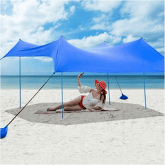 10' x 9' Family Beach Tent Canopy Sunshade w/ 4 Poles by Costway