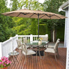 Image of 15 Feet Double-Sided Twin Patio Umbrella with Crank and Base Coffee in Outdoor Market SKU# 72630198