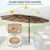 Image of Costway Canopies & Gazebos 15 Feet Double-Sided Twin Patio Umbrella with Crank and Base Coffee in Outdoor Market by Costway 72630198 15 Feet Double-Sided Twin Patio Umbrella with Crank and Base Coffee in Outdoor Market SKU# 72630198