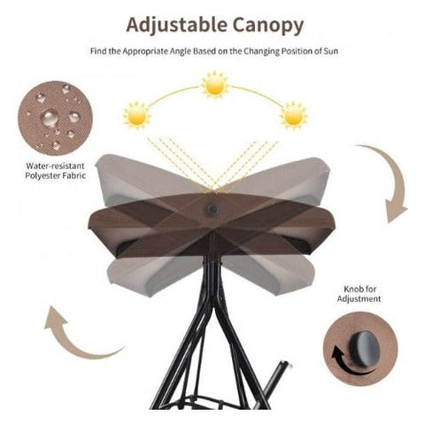 Costway Canopies & Gazebos 2 Seat Patio Porch Swing with Adjustable Canopy Storage Pockets by Costway 781880249566 90245683 2 Seat Patio Porch Swing w/Adjustable Canopy Storage Pockets Costway