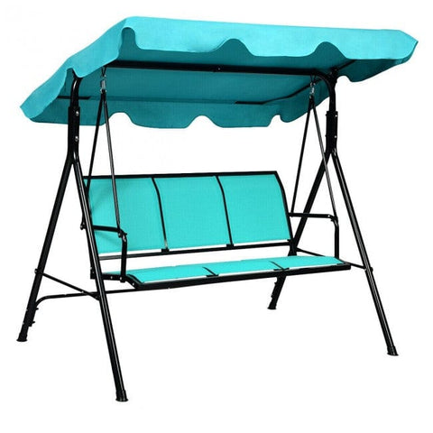 Costway Canopies & Gazebos 3 Person Steel Frame Patio Swing with Polyester Angle and Adjustable Canopy by Costway 38217654 3 Person Steel Frame Patio Swing w/Polyester Angle & Adjustable Canopy
