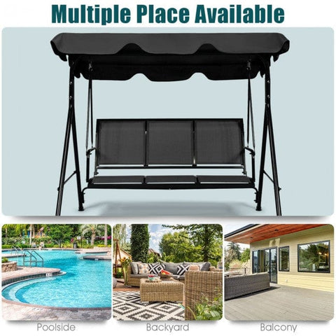 Costway Canopies & Gazebos 3 Person Steel Frame Patio Swing with Polyester Angle and Adjustable Canopy by Costway 38217654 3 Person Steel Frame Patio Swing w/Polyester Angle & Adjustable Canopy