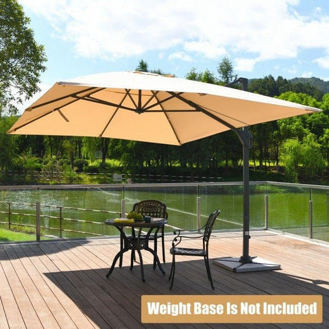 Costway Canopies & Gazebos Beige 10 x 13 Rectangular Cantilever Umbrella with 360° Rotation Function by Costway 781880222156 78512690 10x13 Rectangular Cantilever Umbrella 360°Rotate Costway SKU#78512690