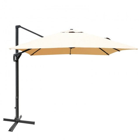 Costway Canopies & Gazebos Beige 10 x 13 Rectangular Cantilever Umbrella with 360° Rotation Function by Costway 781880222156 78512690-B 10x13 Rectangular Cantilever Umbrella 360°Rotate Costway SKU#78512690
