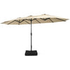 Image of Costway Canopies & Gazebos Beige 15 Feet Double-Sided Twin Patio Umbrella with Crank and Base Coffee in Outdoor Market by Costway 781880247272 72630198-Beige 15 Feet Double-Sided Twin Patio Umbrella with Crank and Base Coffee in Outdoor Market SKU# 72630198