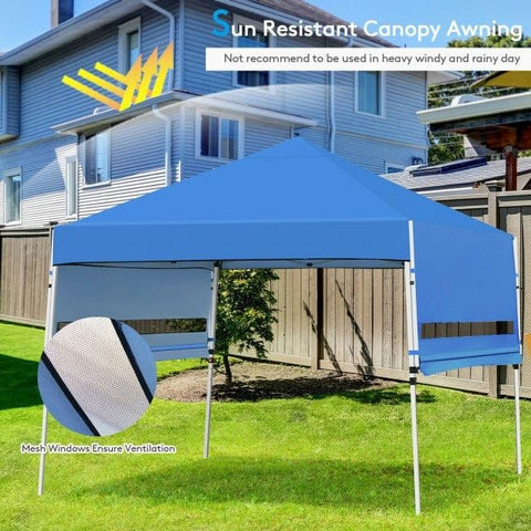 Costway Canopies & Gazebos Blue 17 x 10 Foldable Pop Up Canopy with Adjustable Instant Sun Shelter by Costway 781880222187 93618245 17x10 Foldable Pop Up Canopy Adjustable Shelter Costway SKU#93618245