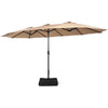 Image of Costway Canopies & Gazebos Coffee 15 Feet Double-Sided Twin Patio Umbrella with Crank and Base Coffee in Outdoor Market by Costway 72630198-Coffee 15 Feet Double-Sided Twin Patio Umbrella with Crank and Base Coffee in Outdoor Market SKU# 72630198