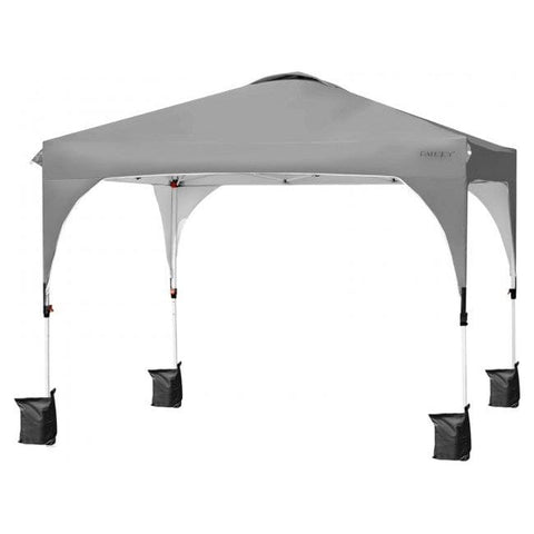 Costway Canopies & Gazebos Gray 10 Feet x 10 Feet Outdoor Pop-up Camping Canopy Tent with Roller Bag by Costway 781880256274 40569283-G 10 Feet x 10 Feet Outdoor Pop-up Camping Canopy Tent with Roller Bag
