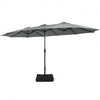 Image of Costway Canopies & Gazebos Gray 15 Feet Double-Sided Twin Patio Umbrella with Crank and Base Coffee in Outdoor Market by Costway 72630198-Gray 15 Feet Double-Sided Twin Patio Umbrella with Crank and Base Coffee in Outdoor Market SKU# 72630198