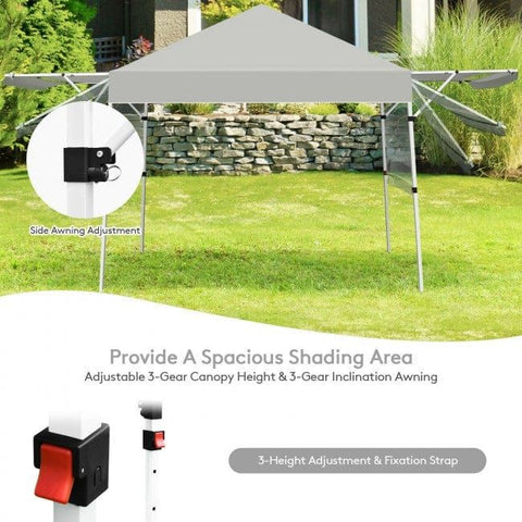 Costway Canopies & Gazebos Gray 17 x 10 Foldable Pop Up Canopy with Adjustable Instant Sun Shelter by Costway 781880222163 93618245 17x10 Foldable Pop Up Canopy Adjustable Shelter Costway SKU#93618245