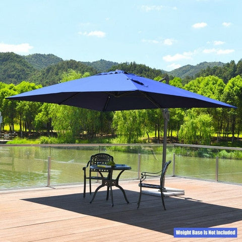 Costway Canopies & Gazebos Navy 10 x 13 Rectangular Cantilever Umbrella with 360° Rotation Function by Costway 781880222132 78512690 10x13 Rectangular Cantilever Umbrella 360°Rotate Costway SKU#78512690