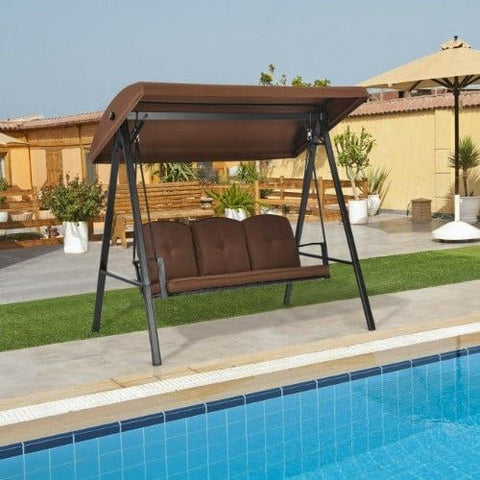 Costway Canopies & Gazebos Outdoor 3-Seat Porch Swing with Adjust Canopy and Cushions by Costway