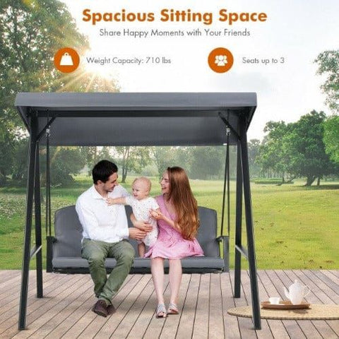Costway Canopies & Gazebos Outdoor 3-Seat Porch Swing with Adjust Canopy and Cushions by Costway