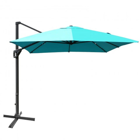 Costway Canopies & Gazebos Turquoise 10 x 13 Rectangular Cantilever Umbrella with 360° Rotation Function by Costway 781880256007 78512690-T 10x13 Rectangular Cantilever Umbrella 360°Rotate Costway SKU#78512690