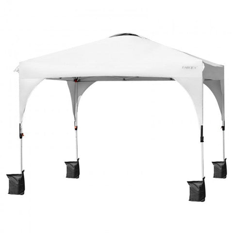 Costway Canopies & Gazebos White 10 Feet x 10 Feet Outdoor Pop-up Camping Canopy Tent with Roller Bag by Costway 781880256281 40569283-W 10 Feet x 10 Feet Outdoor Pop-up Camping Canopy Tent with Roller Bag