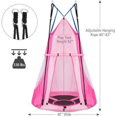 Costway canopy 2-in-1 40 Inch Kids Hanging Chair Detachable Swing Tent Set by Costway