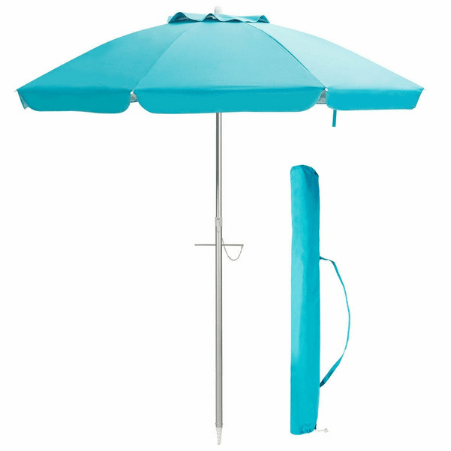 6.5' Beach Umbrella with Sun Shade and Carry Bag without Weight Base by Costway