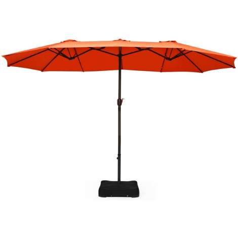 Costway canopy Orange 15 Foot Extra Large Patio Double Sided Umbrella with Crank and Base by Costway 47095186 15 Foot Extra Large Patio Double Sided Umbrella with Crank Base Costway