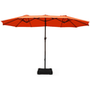 Image of Costway canopy Orange 15 Foot Extra Large Patio Double Sided Umbrella with Crank and Base by Costway 47095186 15 Foot Extra Large Patio Double Sided Umbrella with Crank Base Costway