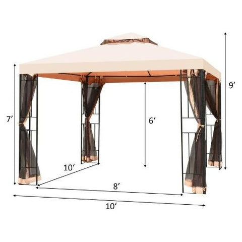 Costway Canopy Tent 10 x 10 ft 2 Tier Vented Metal Gazebo Canopy with Mosquito Netting by Costway 6952938334709 35794802