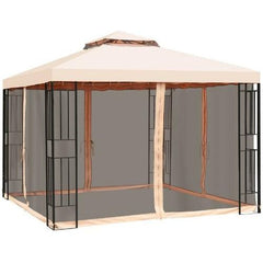 10 x 10 ft 2 Tier Vented Metal Gazebo Canopy with Mosquito Netting by Costway