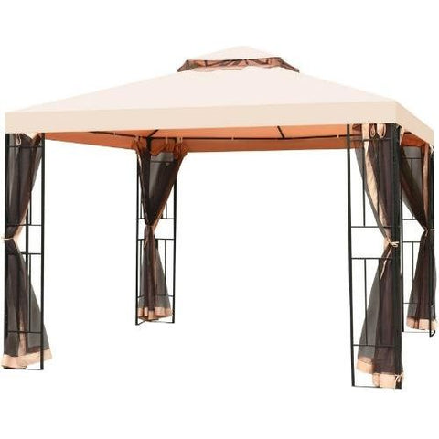 Costway Canopy Tent 10 x 10 ft 2 Tier Vented Metal Gazebo Canopy with Mosquito Netting by Costway 6952938334709 35794802