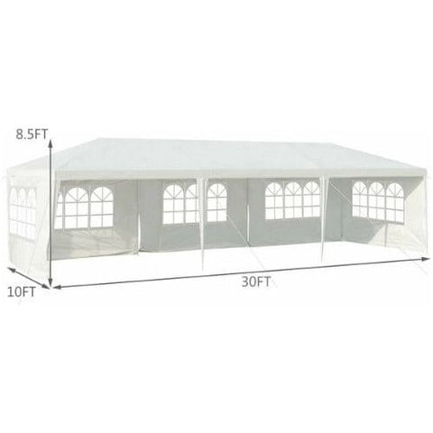 Costway Canopy Tent 10' x 30' Outdoor Party Wedding 5 Sidewall Tent Canopy Gazebo by Costway 7461758185372 37954621