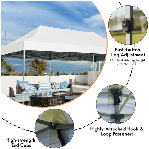 Costway Canopy Tent 10'x20' Adjustable Folding Heavy Duty Sun Shelter with Carrying Bag by Costway