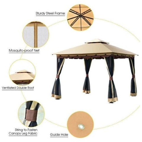 Costway Canopy Tent 2-Tier 10' x 10' Patio Shelter Awning Steel Gazebo Canopy by Costway 796914873891 84732069