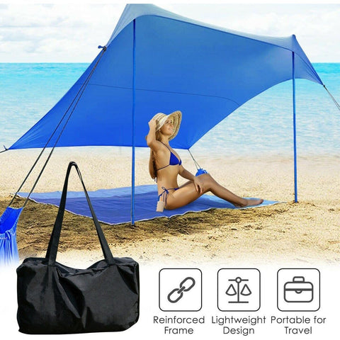 Costway Canopy Tent 7' x 7' Family Beach Tent Canopy Sunshade w/ 4 Poles by Costway