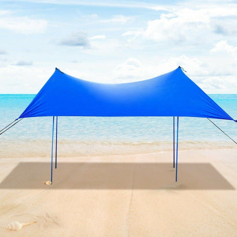 Costway Canopy Tent Blue 7' x 7' Family Beach Tent Canopy Sunshade w/ 4 Poles by Costway 10945832-B