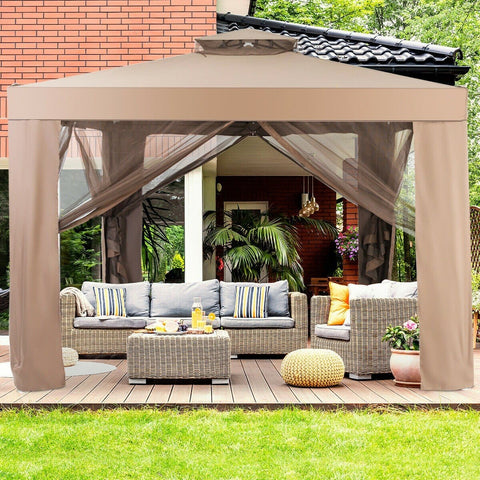 Costway Canopy Tent Canopy Gazebo Tent Shelter Garden Lawn Patio with Mosquito Netting by Costway