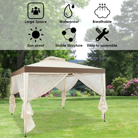 Costway Canopy Tent Canopy Gazebo Tent Shelter Garden Lawn Patio with Mosquito Netting by Costway