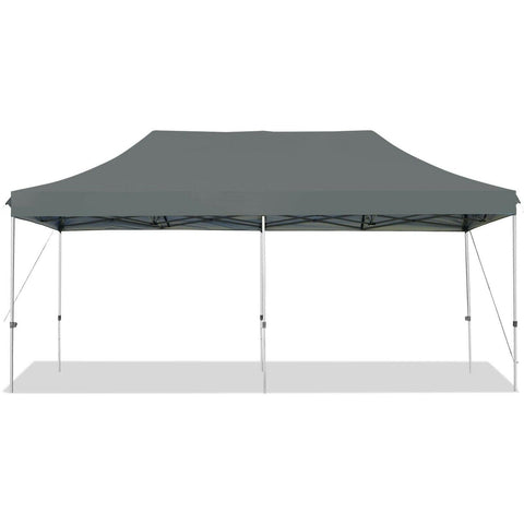 Costway Canopy Tent Gray 10'x20' Adjustable Folding Heavy Duty Sun Shelter with Carrying Bag by Costway 6499852958050 37428069-G