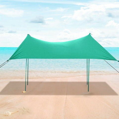 Costway Canopy Tent Green 7' x 7' Family Beach Tent Canopy Sunshade w/ 4 Poles by Costway 10945832-G