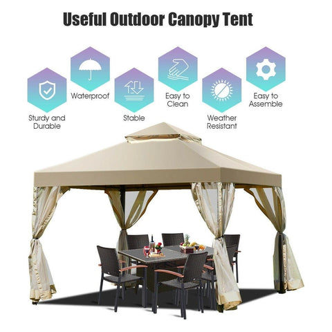 Costway Canopy Tent Outdoor 2-Tier 10' x 10' Screw-free Structure Shelter Gazebo Canopy by Costway 10' x 20' 6 Sidewalls Canopy Tent with Carry Bag by Costway 72861954
