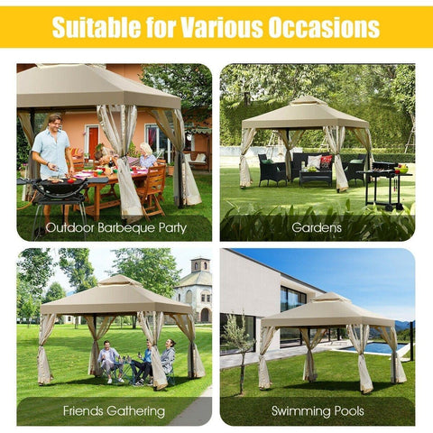 Costway Canopy Tent Outdoor 2-Tier 10' x 10' Screw-free Structure Shelter Gazebo Canopy by Costway 50978413