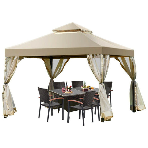 Costway Canopy Tent Outdoor 2-Tier 10' x 10' Screw-free Structure Shelter Gazebo Canopy by Costway 796914873877 50978413