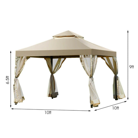 Costway Canopy Tent Outdoor 2-Tier 10' x 10' Screw-free Structure Shelter Gazebo Canopy by Costway 796914873877 50978413