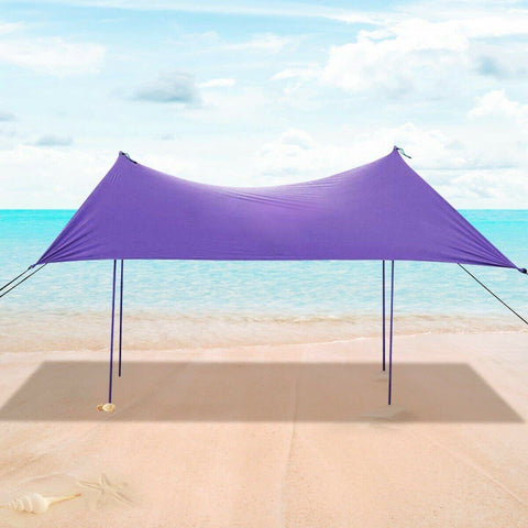 Costway Canopy Tent Purple 7' x 7' Family Beach Tent Canopy Sunshade w/ 4 Poles by Costway 10945832P