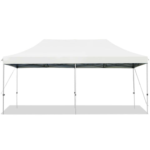Costway Canopy Tent White 10'x20' Adjustable Folding Heavy Duty Sun Shelter with Carrying Bag by Costway 6499853870672 37428069-W