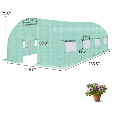 Costway Canopy Tents & Pergolas 10' x 6.5' x 20' 8 Windows Backyard Walk-in Greenhouse by Costway 29140835