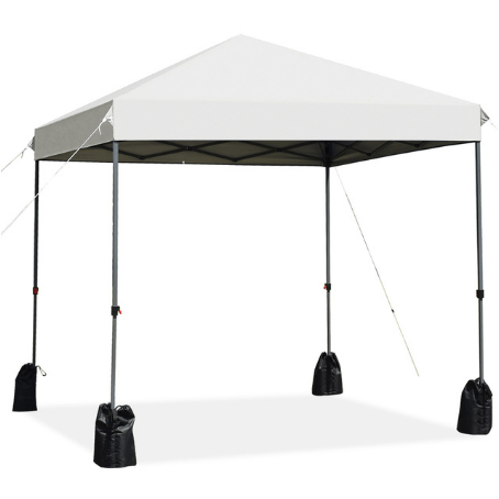Costway canopy White 8 x 8 Feet Outdoor Pop up Canopy Tent with Roller Bag and Sand Bags by Costway 5320697 8 x 8 Feet Outdoor Pop up Canopy Tent with Roller Sand Bags by Costway