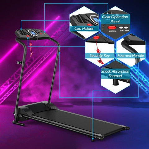 costway Fitness 1.0 HP Electric Mobile Power Foldable Treadmill with Operation Display for Home by Costway 781880217800 57420396