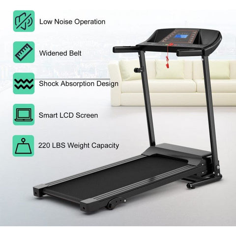 costway Fitness 1.0 HP Foldable Treadmill Electric Support Mobile Power by Costway 23056498