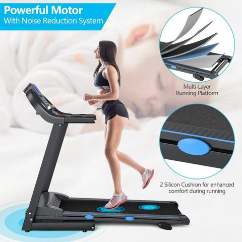 costway Fitness 2.25 HP Folding Electric Motorized Power Treadmill with Blue Backlit LCD Display by Costway 781880217794 73924085 2.25HP Electric Motorized Power Treadmill Blue Backlit LCD Costway