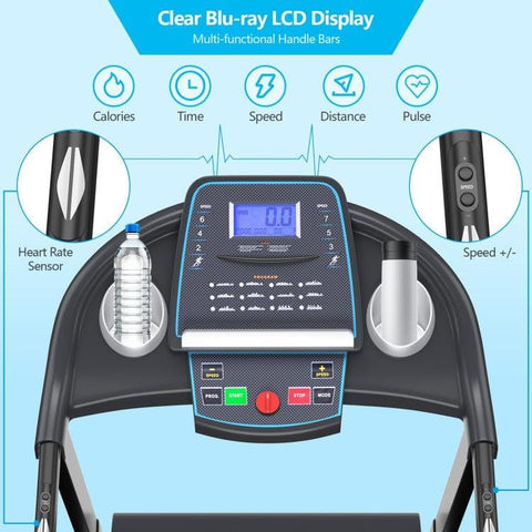 costway Fitness 2.25 HP Folding Electric Motorized Power Treadmill with Blue Backlit LCD Display by Costway 781880217794 73924085 2.25HP Electric Motorized Power Treadmill Blue Backlit LCD Costway