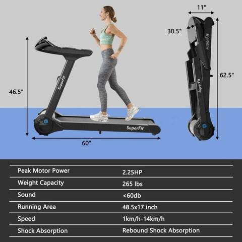 costway Fitness 2.25HP Folding Treadmill with Bluetooth Speaker by Costway 781880213673 56089473
