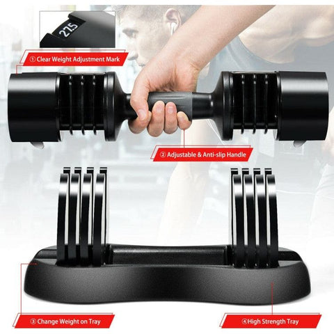 costway Fitness 27.5 LBS 5-in-1 Adjustable Dumbbell for Gym Home Office by Costway 66Lbs Fitness Dumbbell Weight Adjustable Weight Plates Handle Costway